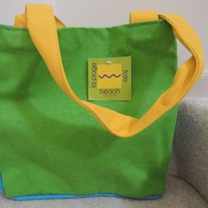 Tote Bag Yellow / Blue / Green Color Block - La Plage Travel Beach Canvas Tote